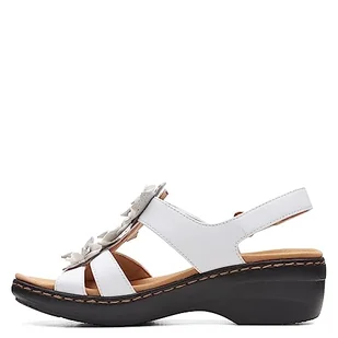 Clarks Sandały damskie Merliah Sheryl na obcasie, Kombinacja białej skóry syntetycznej, 42 EU - Sandały damskie - miniaturka - grafika 1