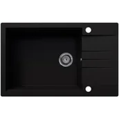 Zlewozmywaki - EOS Zlewozmywak granitowy z ociekaczem LIMA czarny brokat srebrny - miniaturka - grafika 1