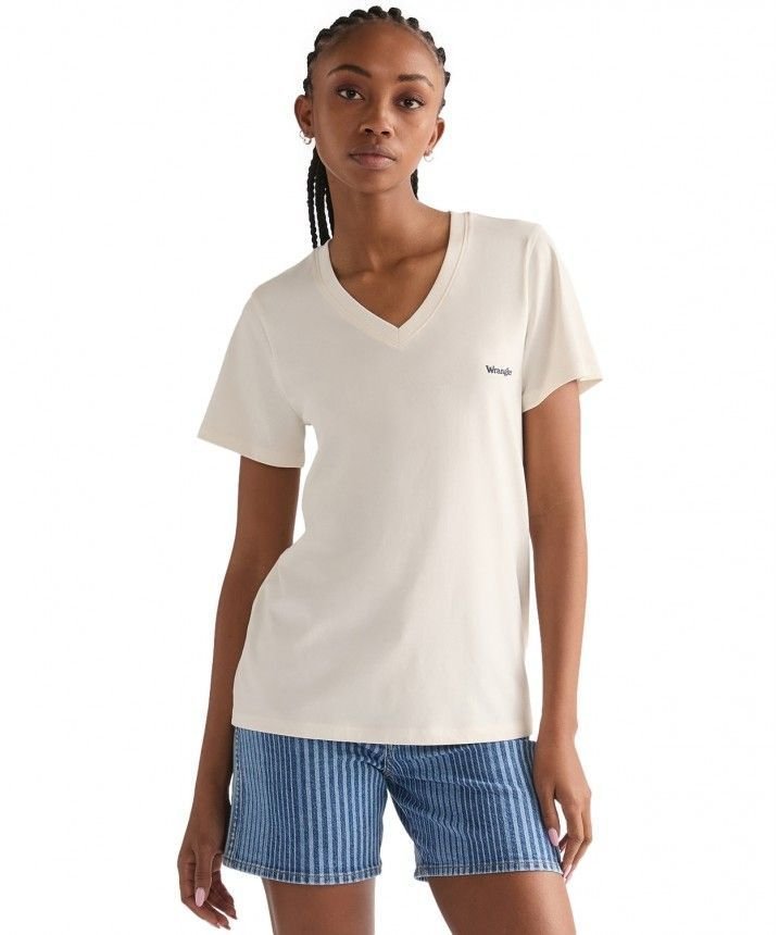 T-shirt damskie wrangler 112378330 worn biały