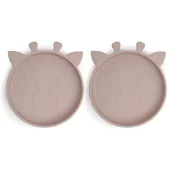 Miseczki i talerzyki dla dzieci - 2 Talerzyki Silikonowe Giraf Woodrose Nuuroo - miniaturka - grafika 1