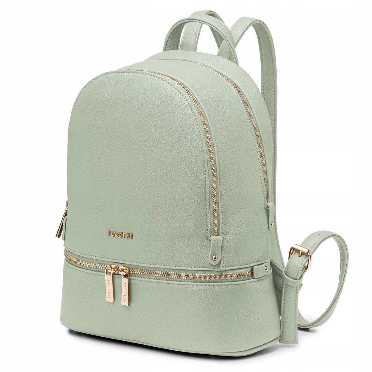 Plecak Dwukomorowy Damski PUCCINI Ze Skóry Ekologicznej Zielony BML055P-5C