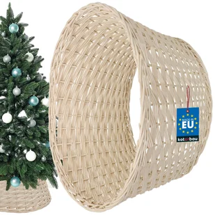 KOTARBAU® Spódnica choinkowa z wierzby Ø 60 cm bielona Stojak choinkowy z rattanu naturalny kosz na choinkę, osłona stojaka choinkowego dekoracja stojaka choinkowego podstawa stojaka choinkowego - Stojaki choinkowe - miniaturka - grafika 1