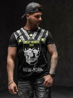 Koszulki męskie - Czarny T-shirt męski z nadrukiem Denley Y70006 - miniaturka - grafika 1