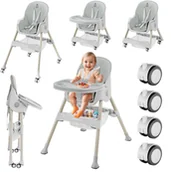Krzesełka do karmienia - DZIECIĘCE KRZESEŁKO DO KARMIENIA KARMELEK 4W1 SZARE - miniaturka - grafika 1