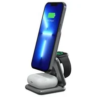 Stacje dokujące do telefonów - CubeNest Bezprzewodowa ładowarka S312 3v1 s MagSafe S312 Szara - miniaturka - grafika 1