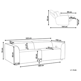 Sofa z elektryczną funkcją relaksu z ładowarką sztruksowa beżowa ULVEN - Sofy i kanapy - miniaturka - grafika 10