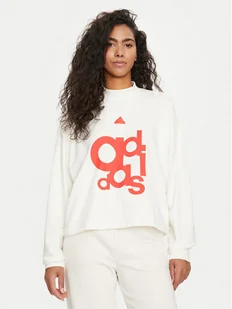 adidas Bluza French Terry Print IS4284 Biały Loose Fit - Bluzy damskie - miniaturka - grafika 1