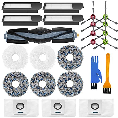 HACOBEST Zestawy zamienne do ECOVACS DEEBOT X1 Omni Vacum Cleaner, akcesoria Deebot X1 Omni, torby Deebot Omni X1, szczotki filtrujące Omni (wałek + szczotki + filtr + torba + podkładki do mopa)