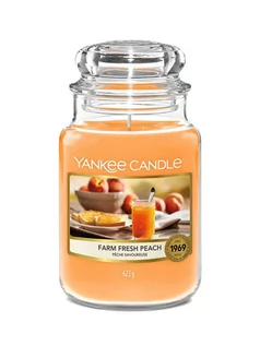 Świece - Yankee Candle Duża świeca zapachowa - Farm Fresh Peach - 623 g - grafika 1