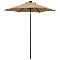 Parasole ogrodowe - vidaXL Lumarko Parasol z lampkami LED, kolor taupe, 200x211 cm, aluminium! 313560 - miniaturka - grafika 1