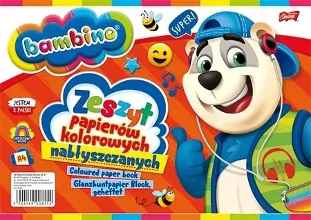 Zeszyt papierów kolorowych nabłyszczany A4 BAMBINO 8 kolorów