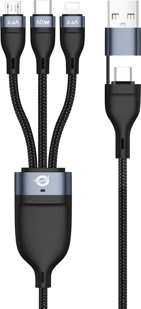 Conceptronic ETTA05B15 kabel USB USB 2.0 1,5 m USB C USB C/Micro-USB B/Lightning Czarny