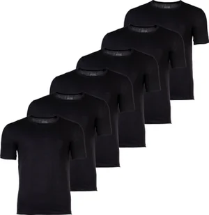 T-shirt męski BOSS, opakowanie 6 sztuk - RN 6P Klasyczny, okrągły dekolt, krótkie rękawy, bawełna, gładki czarny L - Koszulki męskie - miniaturka - grafika 1