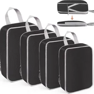 Torebki damskie - Zestaw organizerów do walizek 4-częściowy, torba kompresyjna podróżna, kostki pakowe z podwójnym zamkiem błyskawicznym, walizka podręczna i plecak - miniaturka - grafika 1