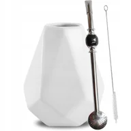 Yerba Mate - Zestaw Startowy do Yerba Mate Tykwa Ceramiczna DIAMENT + Bombilla - Czarna - miniaturka - grafika 1