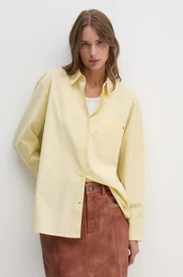 Tommy Hilfiger koszula bawełniana damska kolor żółty relaxed z kołnierzykiem klasycznym - Koszule damskie - miniaturka - grafika 1