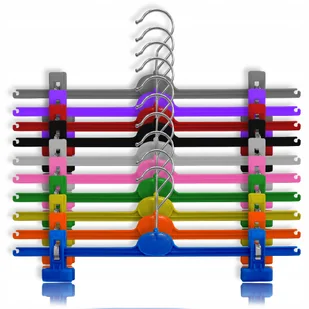 Wieszaki Na Spodnie Klamrowe Kolorowe 40cm 10 szt - Wieszaki do szafy - miniaturka - grafika 1