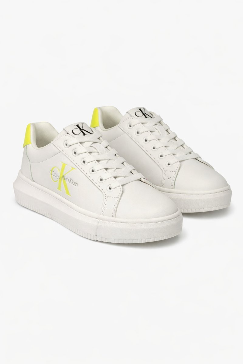 CALVIN KLEIN BIAŁE SPORTOWE PÓŁBUTY Z ŻÓŁTYM LOGO 37 I3A