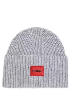 HUGO - Czapka damska  Saffa_hat, szary - Czapki damskie - miniaturka - grafika 1