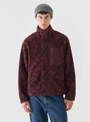 Bluzy męskie - Męski polar sherpa Outhorn OTHWAW24TJACM233 - czerwony - miniaturka - grafika 1