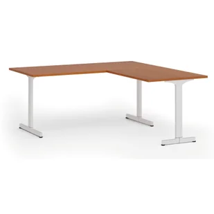 Biurko PRIMO BETA L, 1800 x 1800 mm, podstawa biała, czereśnia - Biurka - miniaturka - grafika 1
