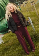 Spodnie damskie - Stradivarius Spodnie jogger z efektem sprania Fioletowy S - miniaturka - grafika 1