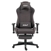 Fotele gamingowe - Fotel dla gracza gamingowy kubełkowy materiałowy ergonomiczny krzesło z podnóżkiem brązowy Modern - miniaturka - grafika 1