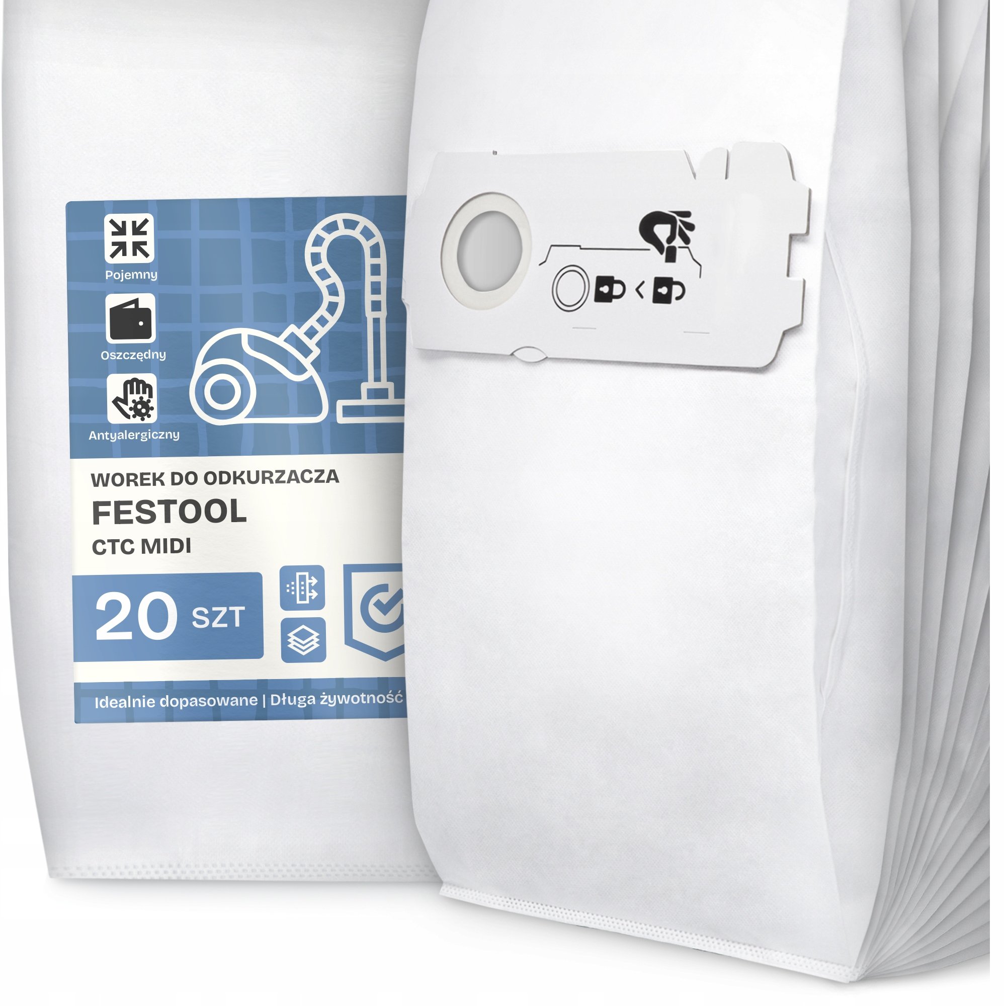 20x Worek do Odkurzacza Festool Ctc MIDI Syntetyczny Mikrowłókna Worki G9-W