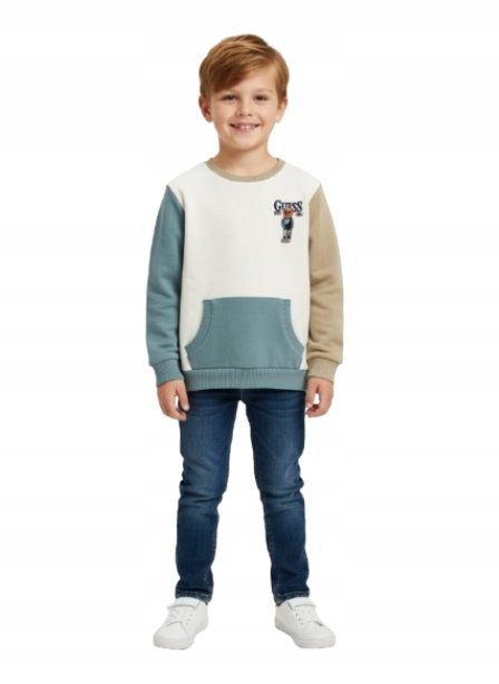 GUESS BLUZA DZIECIĘCA Z APLIKACJĄ MIŚ WIELOKOLOROWA 105-112 1GNA