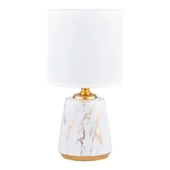 Lampy stojące - Marmurkowa lampka stołowa, biały abażur HS8605-WH z serii STOŁOWA - miniaturka - grafika 1