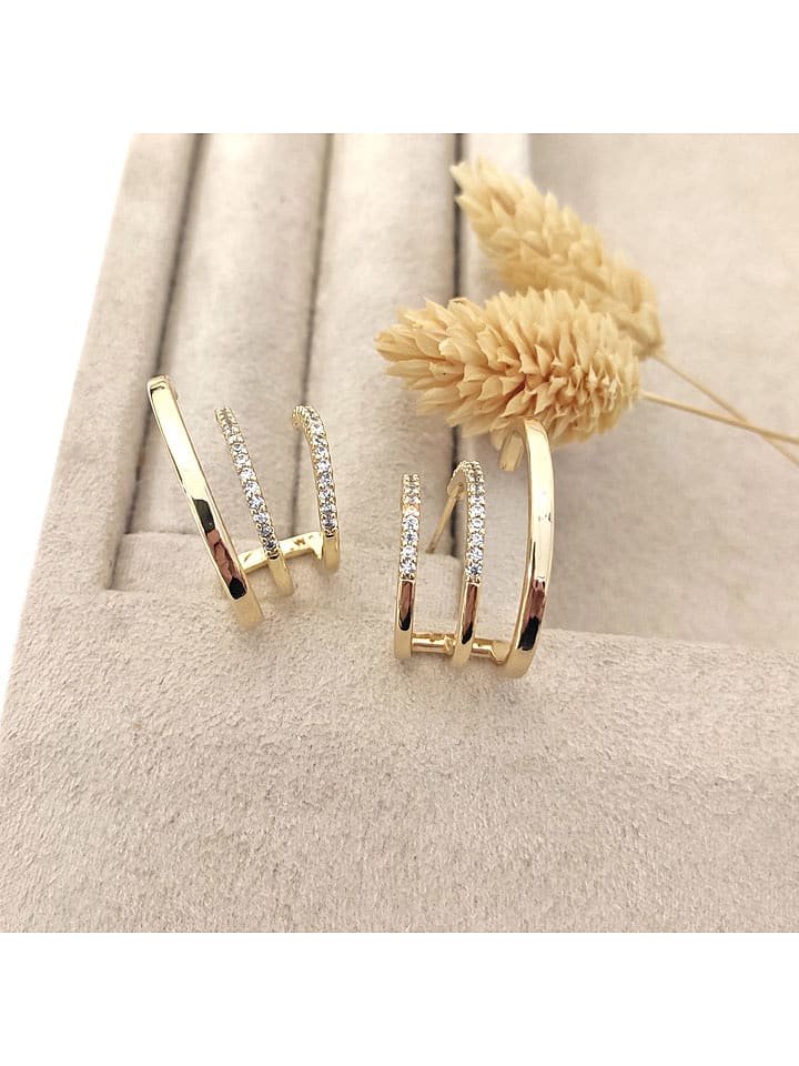 Nakkash Pozłacane kolczyki-wkrętki z cyrkoniami