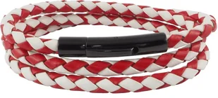Skórzany naszyjnik skórzany pasek 6 mm męski naszyjnik czerwony / biały 17-100 cm długości z zapięciem dźwigniowym czarny pleciony, długość: 23 centymetry - Naszyjniki męskie - miniaturka - grafika 1