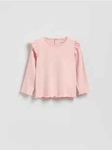 Reserved - Koszulka z falbanką przy ramionach - pastelowy róż - Bluzki dla niemowląt - miniaturka - grafika 1