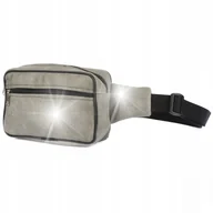 Nerki - Męska Saszetka Biodrówka Nerka Na Pas Regulowana Skóra Nubuk Szara F48 : Ko - miniaturka - grafika 1