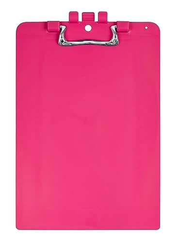 Snopake 15896 różowa podkładka z uchwytem na długopis, wytrzymały, ergonomiczny metalowy klips i otwór do zawieszania [1 sztuka]