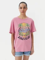 Koszulki i topy damskie - Roxy T-Shirt ERJZT05905 Różowy Oversize - miniaturka - grafika 1