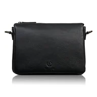 Torebki damskie - Torebka damska na ramię skórzana czarna kompaktowa listonoszka IM-04-BL - miniaturka - grafika 1