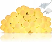 Lampy ogrodowe - Girlanda świetlna, ogrodowa, lampki kulki, zewnętrzne i wewnętrzne 15m, 50szt, białe ciepłe  / Party Lights - miniaturka - grafika 1