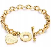 Bransoletki - Złota Bransoletka Duże Serce ABOVE ALL ELSE Stal Szlachetna na Prezent - miniaturka - grafika 1