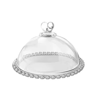 Patera szklana z kloszem Love 19,5 cm - Tace i patery - miniaturka - grafika 1