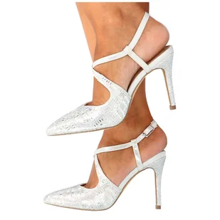 Błyszczące szpilki bez pięty - MENBUR 23446 SREBRE - Czółenka - miniaturka - grafika 12