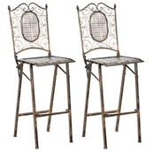 Fotele i krzesła ogrodowe - BELIANI Zestaw 2 krzeseł barowych ogrodowych BORMIO Składane Metal Czarny - miniaturka - grafika 1