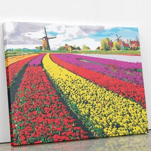 Zestaw do malowania po numerach - Pole tulipanów 50x40 cm - Malowanie po numerach - miniaturka - grafika 1