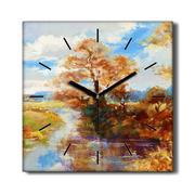 Zegary - Kuchenny zegar na płótnie Drzewa rzeka niebo 30x30, Coloray - miniaturka - grafika 1