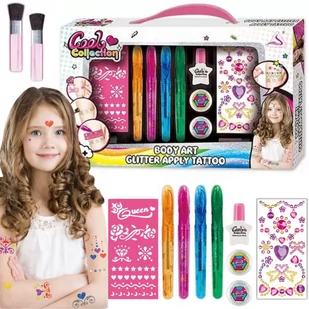 Duży Zestaw Do Tatuaży Pisaki Brokaty Naklejki Wzornik Dla Dzieci Szablony - Zabawki interaktywne dla dzieci - miniaturka - grafika 1