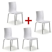 Fotele i krzesła biurowe - B2B Partner Krzesło plastikowe MEZZO 3+1 GRATIS, białe 4x1850 white - miniaturka - grafika 1