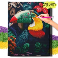 Zabawki kreatywne - DIAMOND PAINTING 5D z RAMĄ Ptak Haft Diamentowy Duży Ptak Tukan Mozaika 40x50 cm - miniaturka - grafika 1