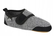 Kapcie damskie - BECK KAPCIE SZARE Z CZARNYMI ZDOBIENIAMI I ZAPIĘCIEM NA RZEP 21 6AA - miniaturka - grafika 1