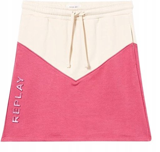 Replay Różowo-Beżowa Spódniczka Z Haftowanym Napisem 158 Kya