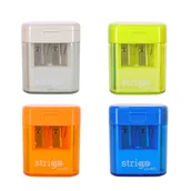 Temperówki - Temperówka do kredek i ołówków na dwie grubości z pojemnikiem Strigo - miniaturka - grafika 1